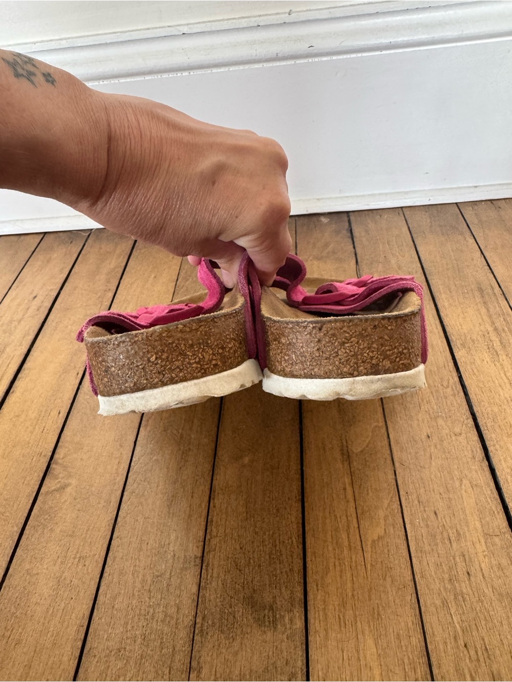 Birkenstock Arizona Pink Fuchsia Tulip Suede Soft Foot Bed Sandals 39 / 8.5 - Picture 7 of 11